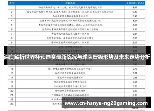 深度解析世界杯预选赛最新战况与球队晋级形势及未来走势分析