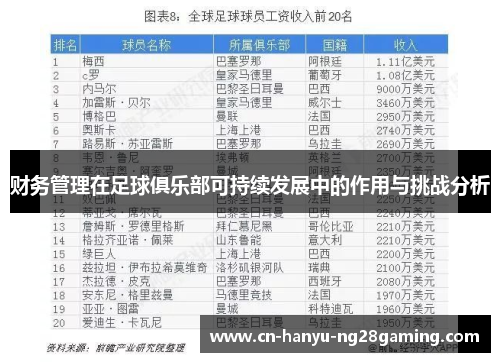 财务管理在足球俱乐部可持续发展中的作用与挑战分析